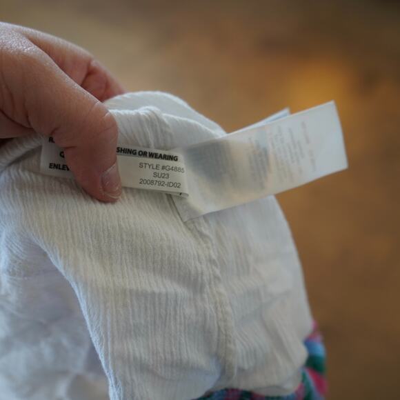 J.CREW Beach Tunic Coverup Womens XS White Tie Neck Boho Lightweight Fringe Edge - Picture 6 of 7